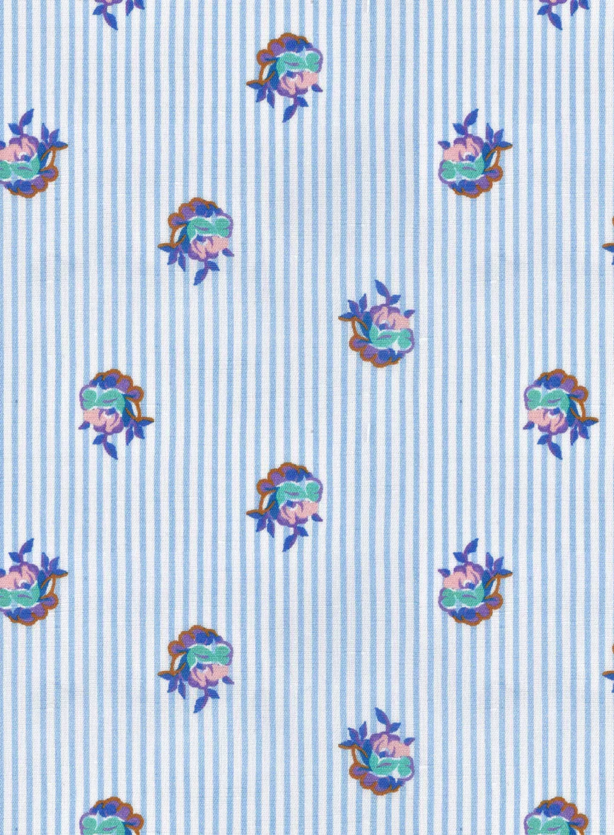 Italian Bengal Stripe Blue Summer Linen Shirt