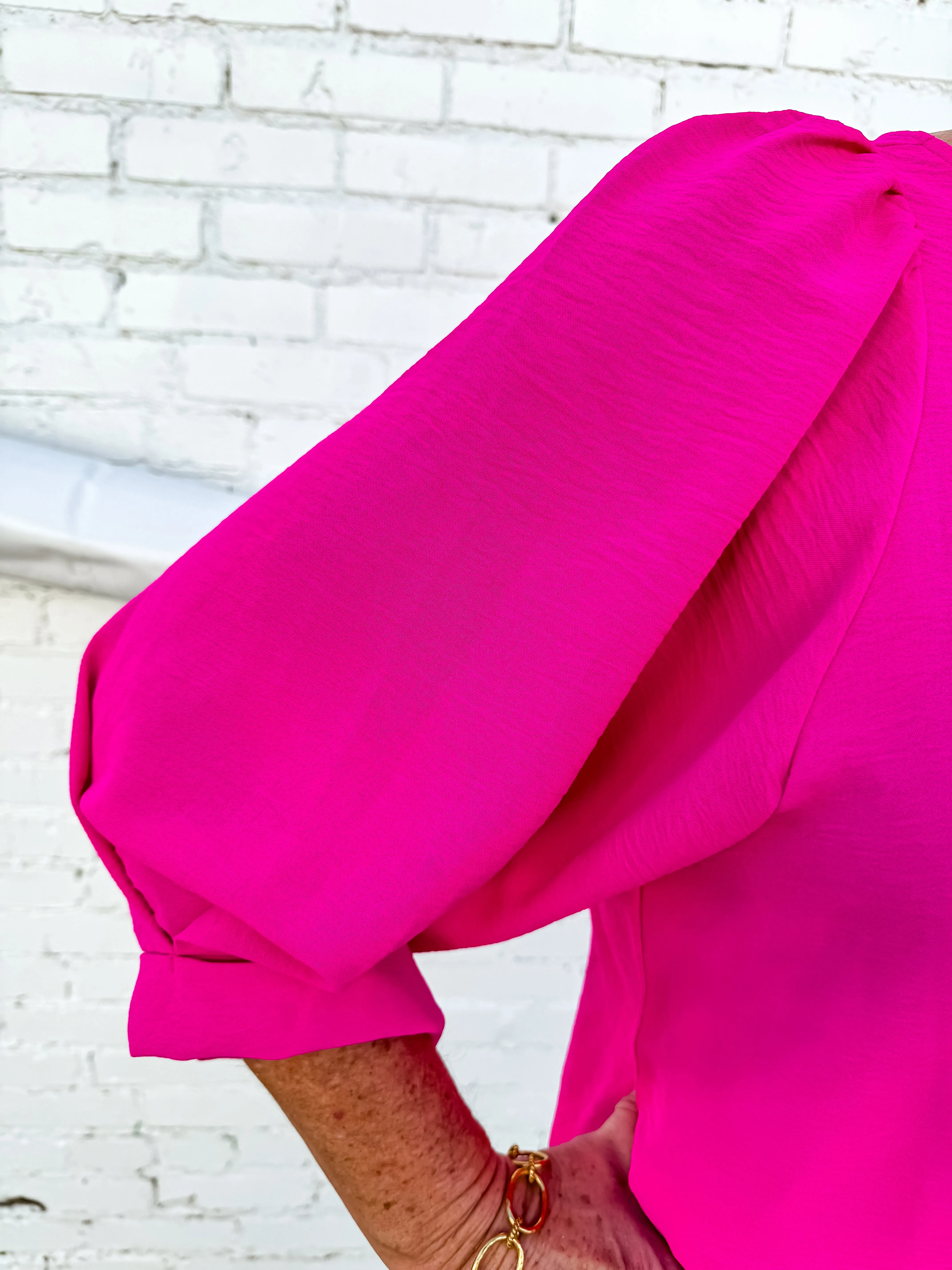 Ivy Jane: 3/4 Sleeve Basic Top in Hot Pink