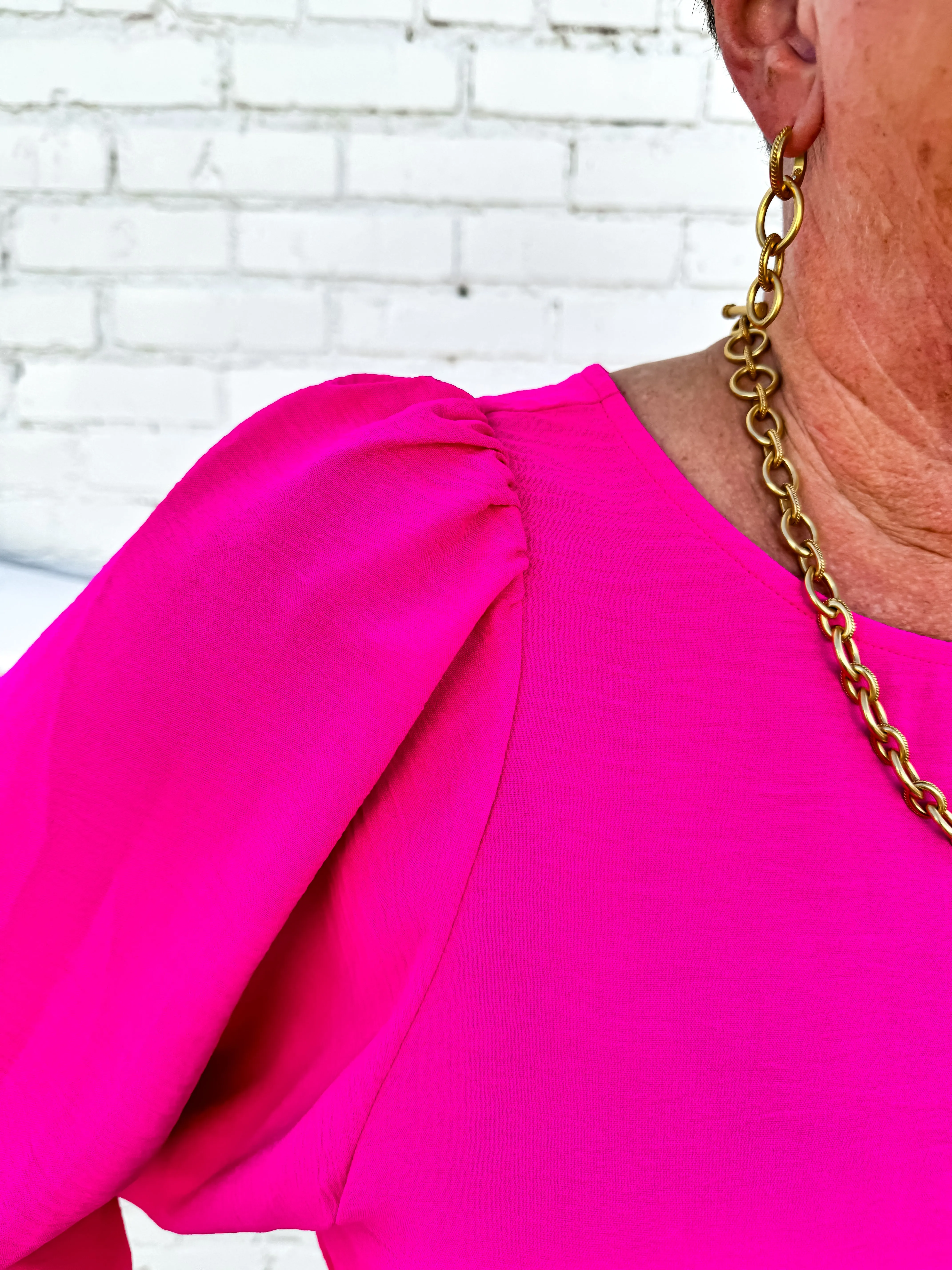 Ivy Jane: 3/4 Sleeve Basic Top in Hot Pink