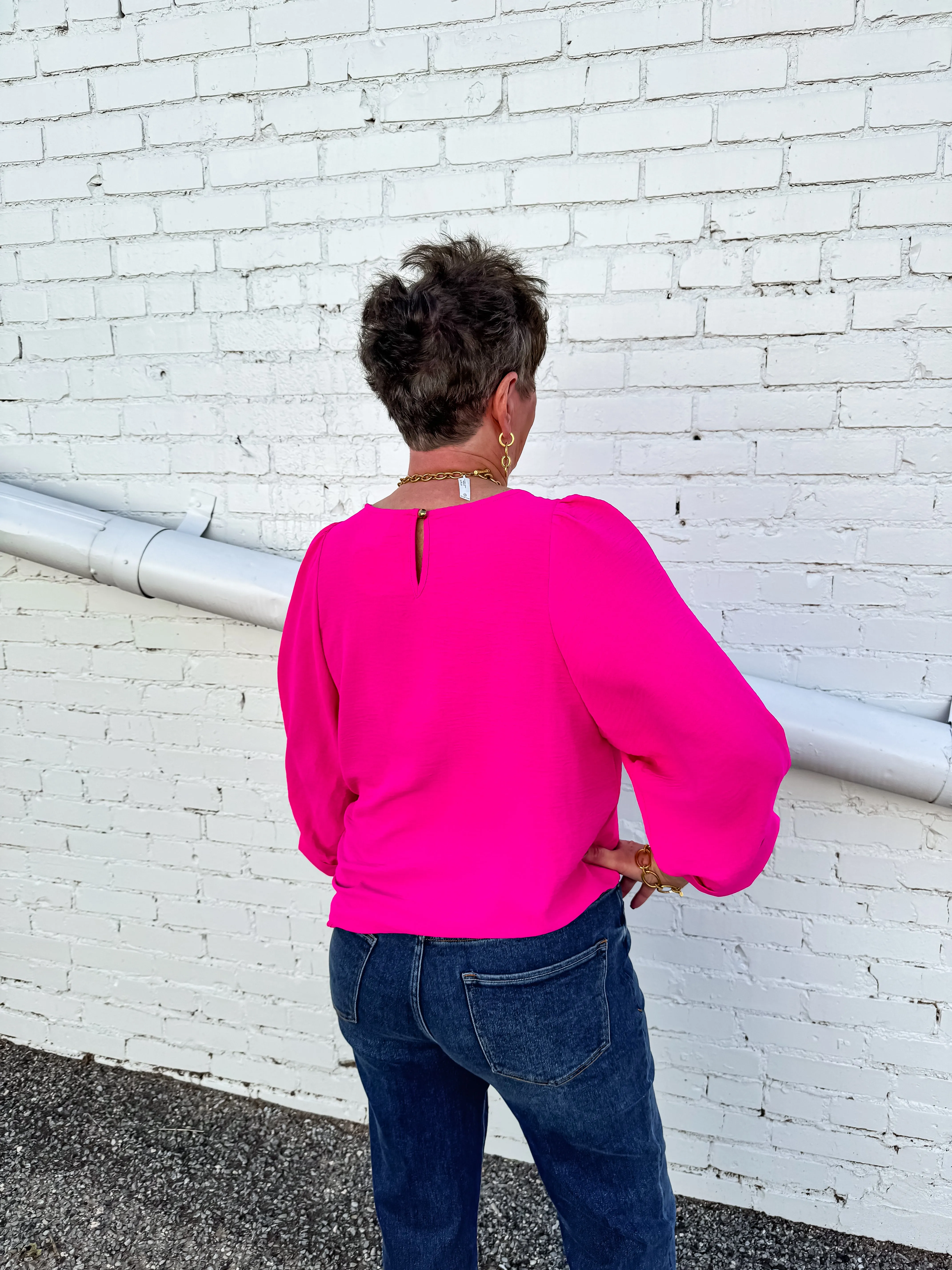 Ivy Jane: 3/4 Sleeve Basic Top in Hot Pink