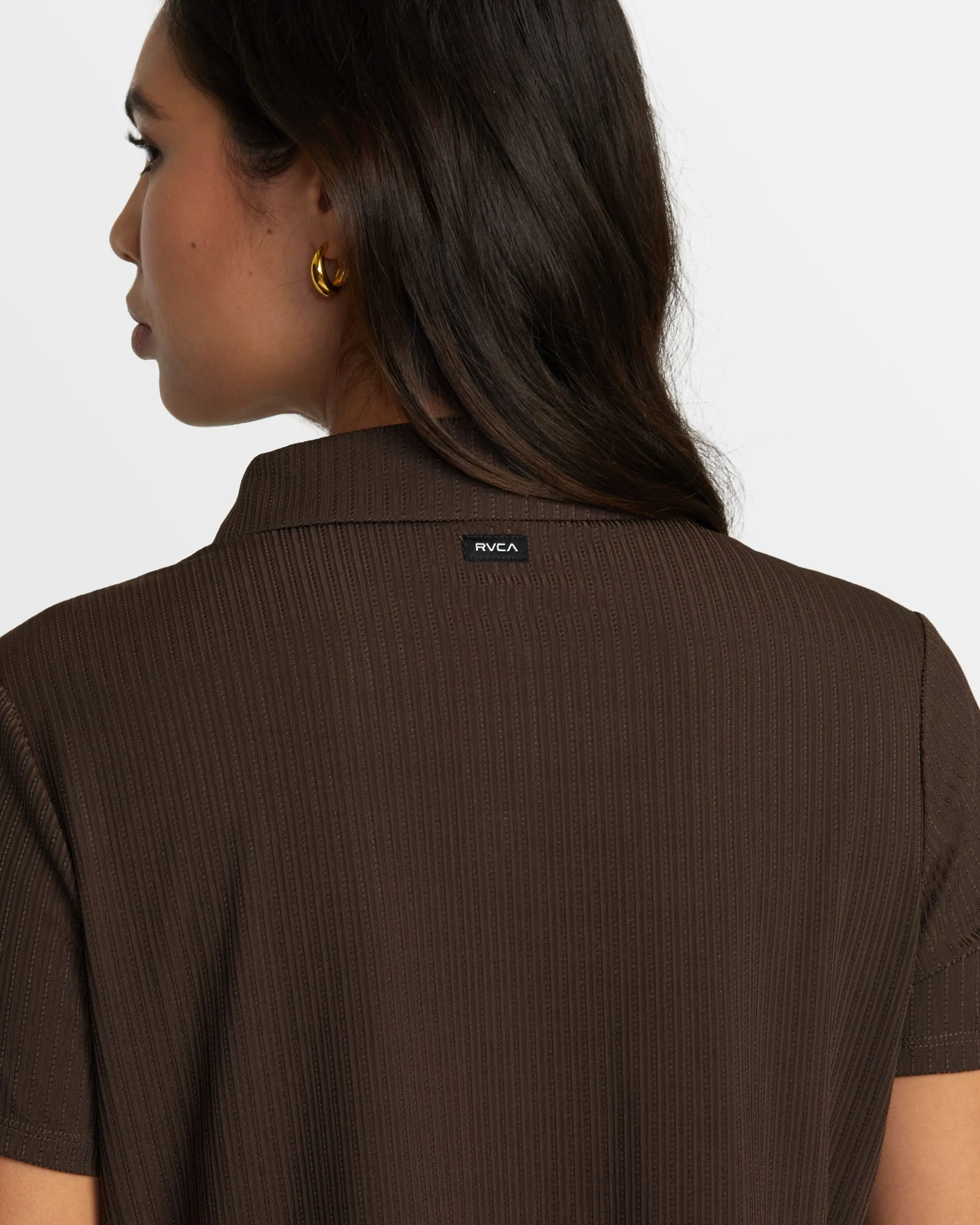 Jenni Buttoned Short-Sleeve Shirt - Chocolate Torte