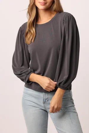 JILL BELL SLEEVE TOP DARK GREY