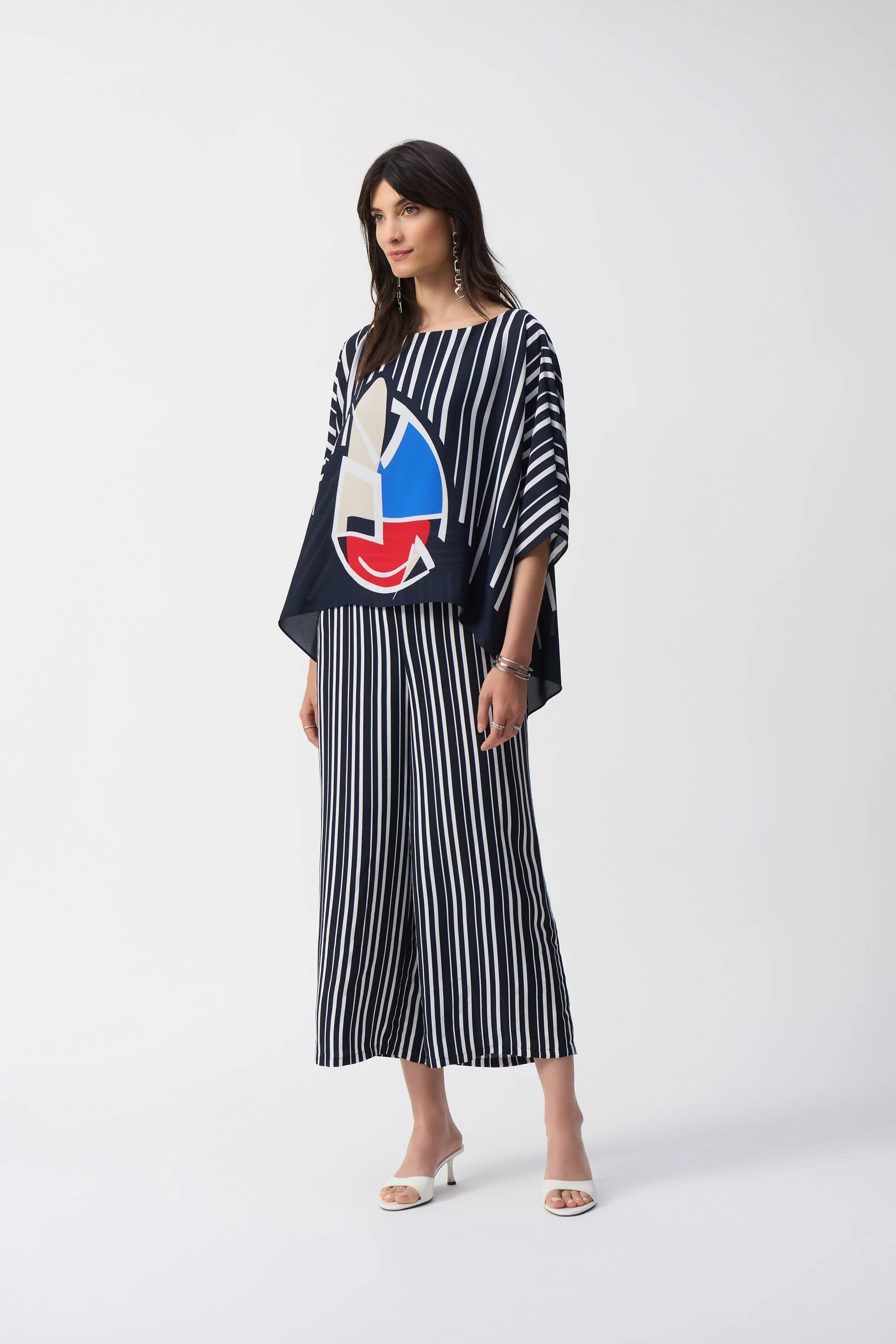 Joseph Ribkoff Georgette Abstract Print Poncho Top