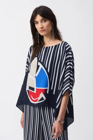 Joseph Ribkoff Georgette Abstract Print Poncho Top