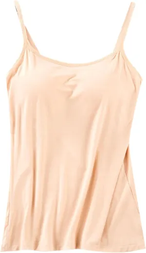 LCMTWX Camisole Tops For Women With Chest Pad Bra One Undershirt Padded Tank Tops For Women White Camisole Tops Women