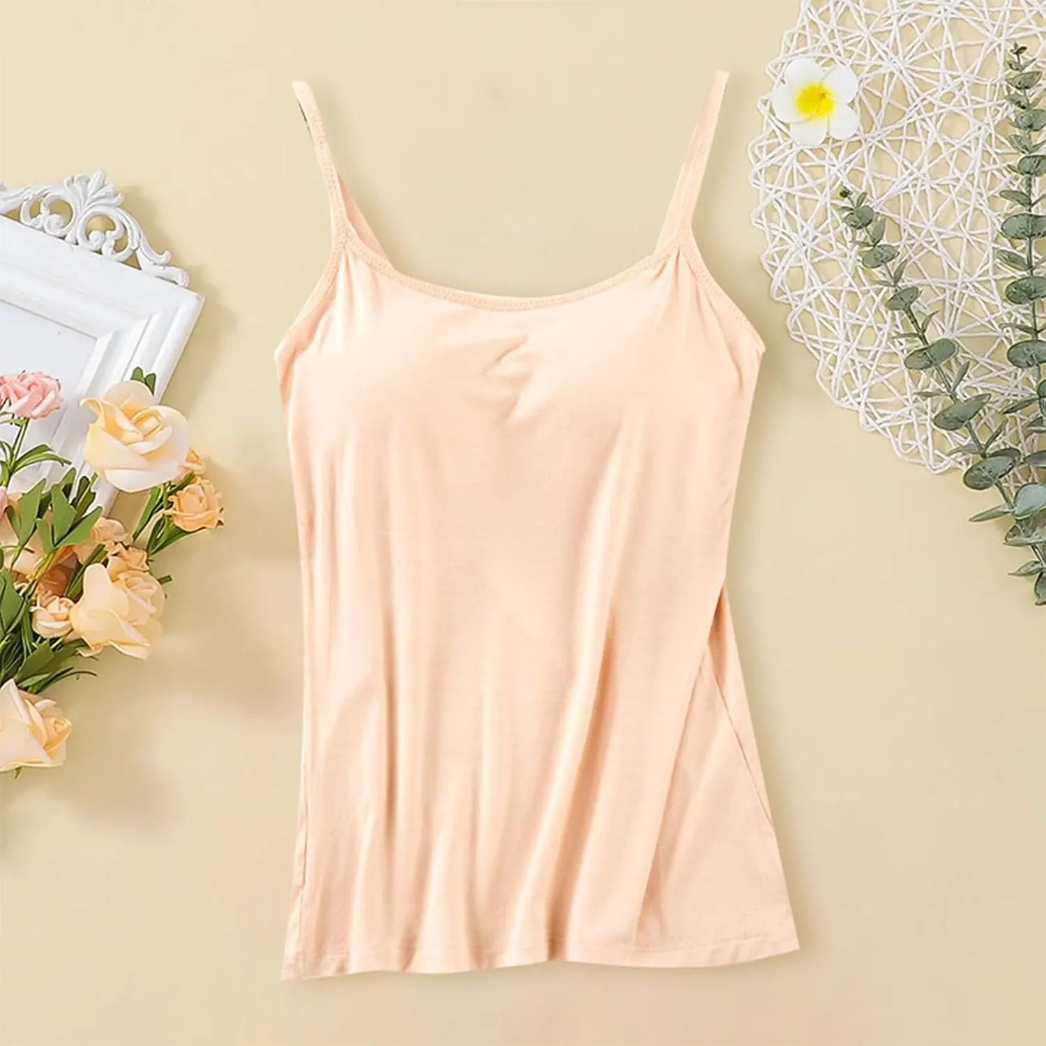 LCMTWX Camisole Tops For Women With Chest Pad Bra One Undershirt Padded Tank Tops For Women White Camisole Tops Women