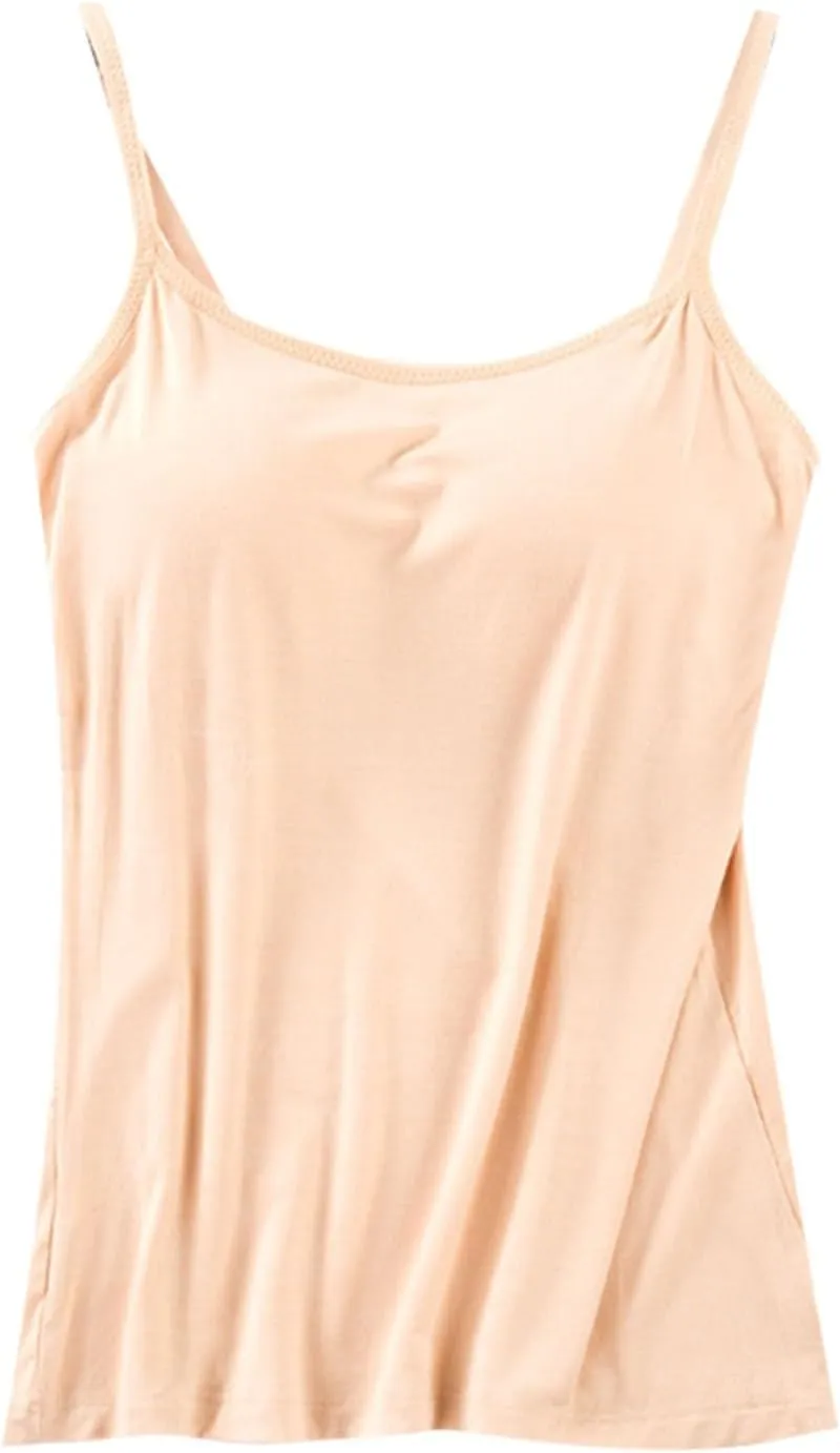 LCMTWX Camisole Tops For Women With Chest Pad Bra One Undershirt Padded Tank Tops For Women White Camisole Tops Women