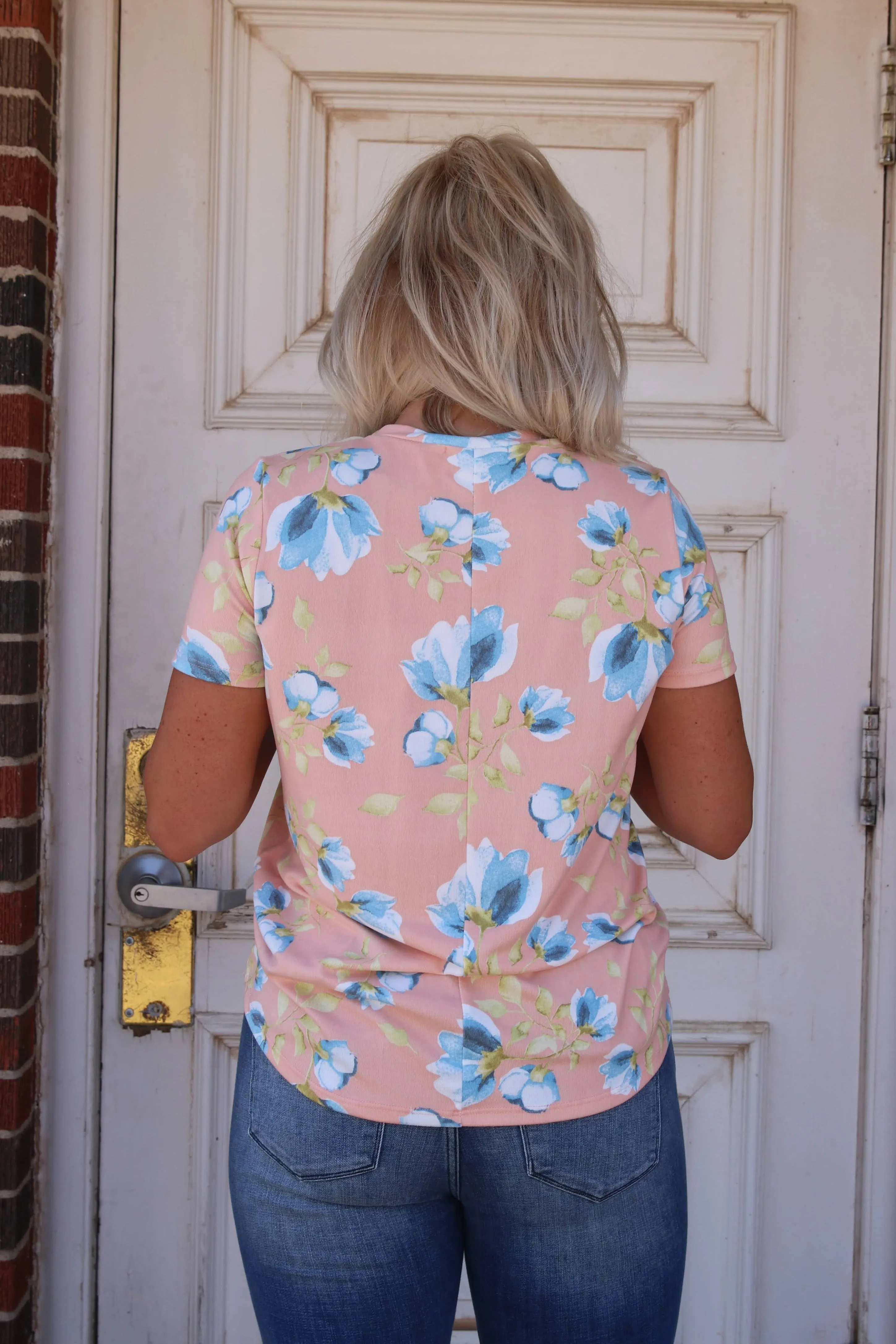 Mackinzye Peach Floral Top