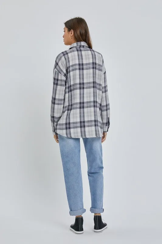 Mad For Plaid Plus Navy Flannel Boyfriend Shirt (Size 2X)