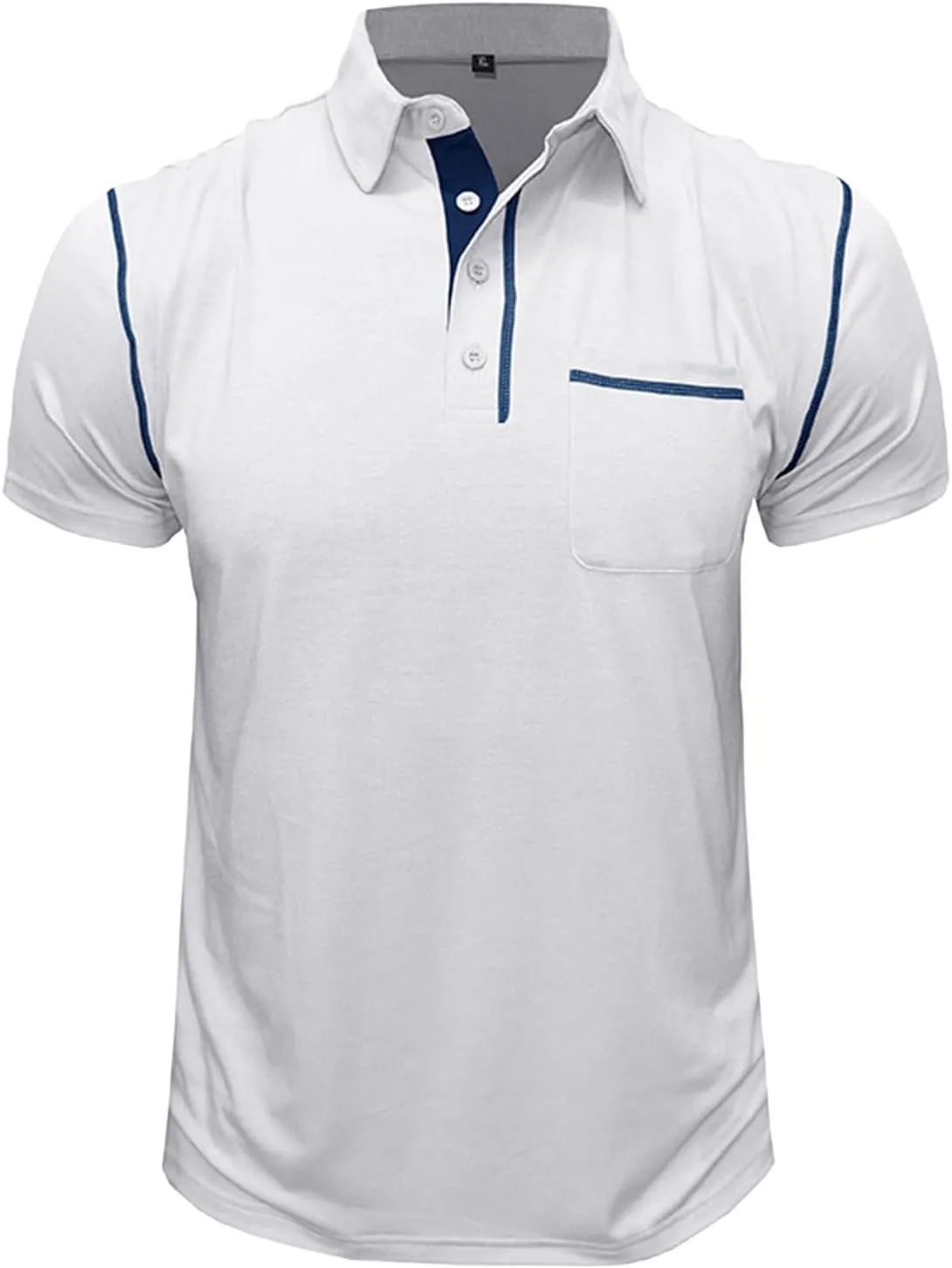 Male Spring Short Sleeve Solid Color Pocket Letter Stripe Stitching Raglan Sleeve Top Plain T Shirts Mens Shirts