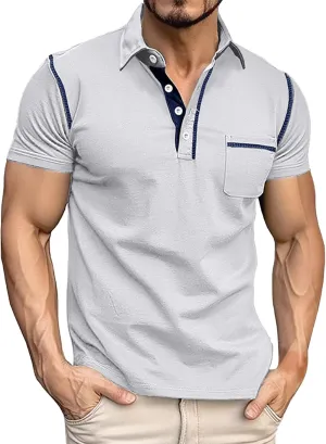 Male Spring Short Sleeve Solid Color Pocket Letter Stripe Stitching Raglan Sleeve Top Plain T Shirts Mens Shirts