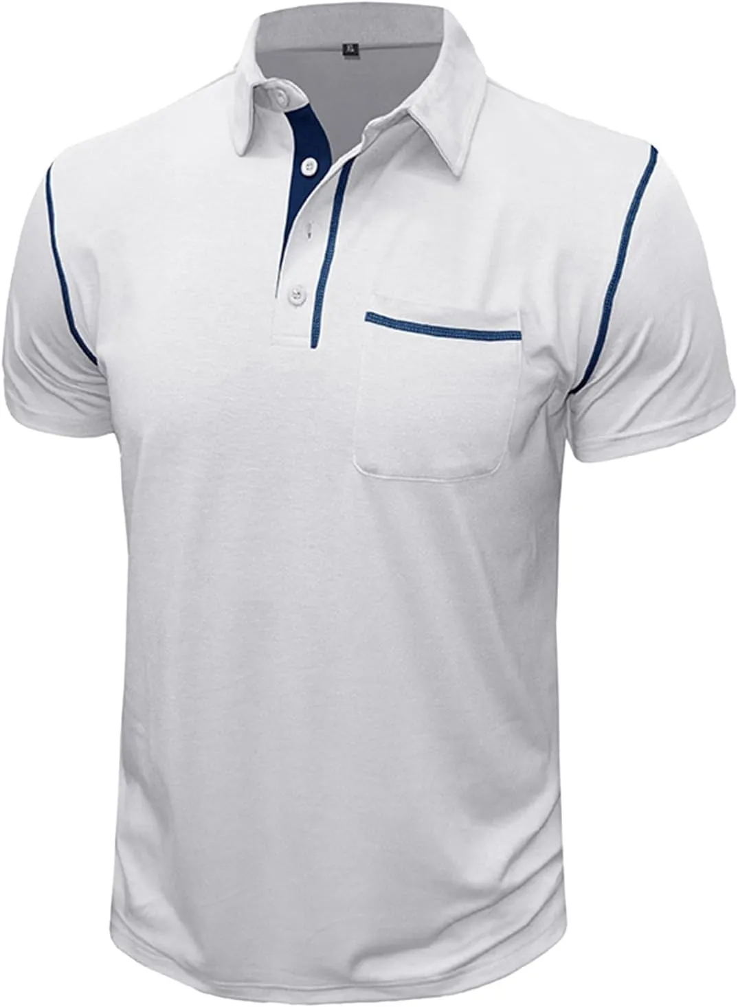 Male Spring Short Sleeve Solid Color Pocket Letter Stripe Stitching Raglan Sleeve Top Plain T Shirts Mens Shirts