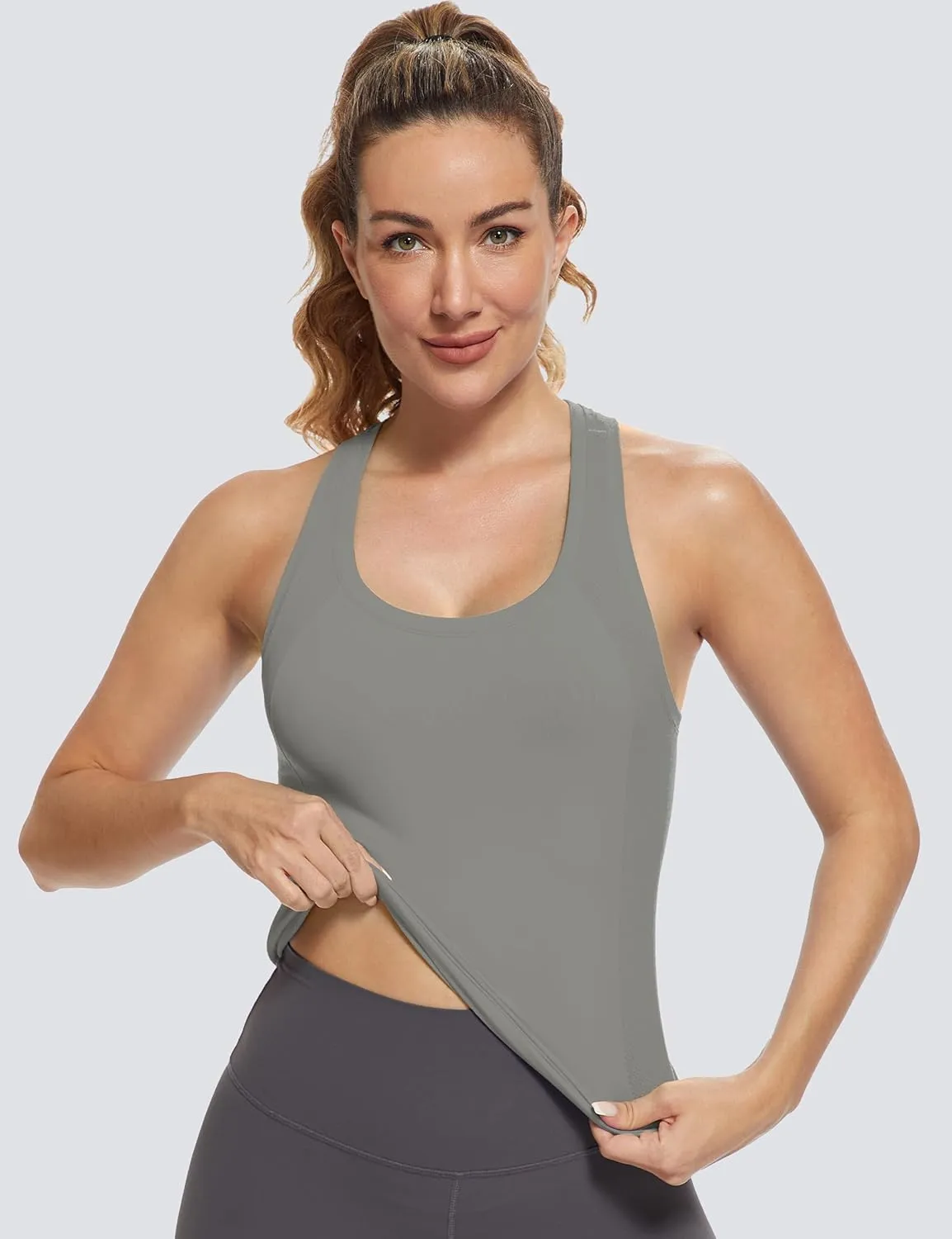 MathCat Workout Tops for Women Racerback Tank Tops Seamless Running Tank Tops Muscle Tank