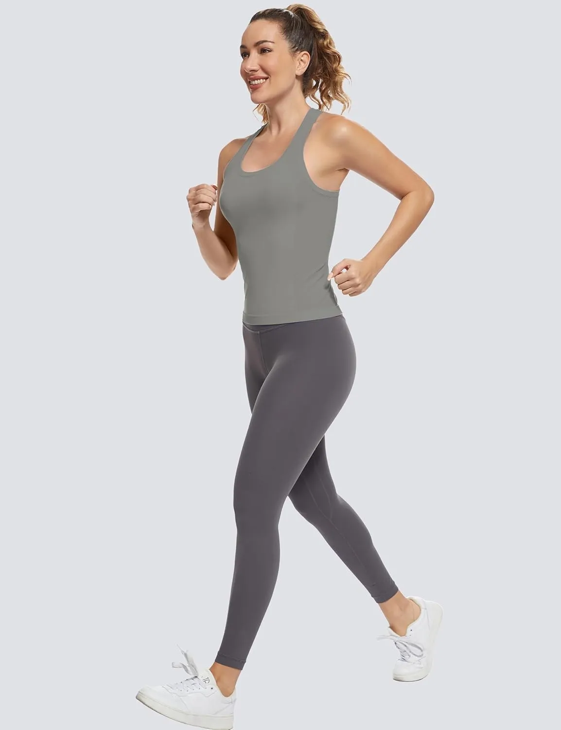 MathCat Workout Tops for Women Racerback Tank Tops Seamless Running Tank Tops Muscle Tank