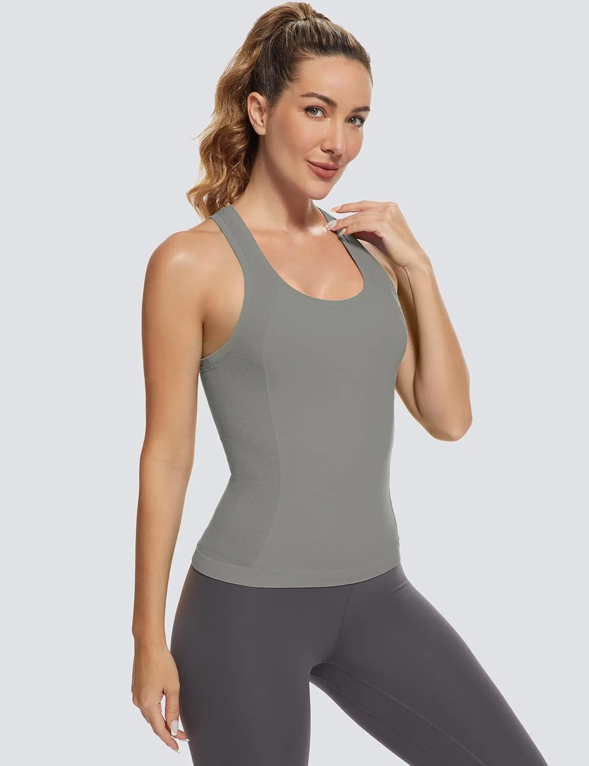 MathCat Workout Tops for Women Racerback Tank Tops Seamless Running Tank Tops Muscle Tank