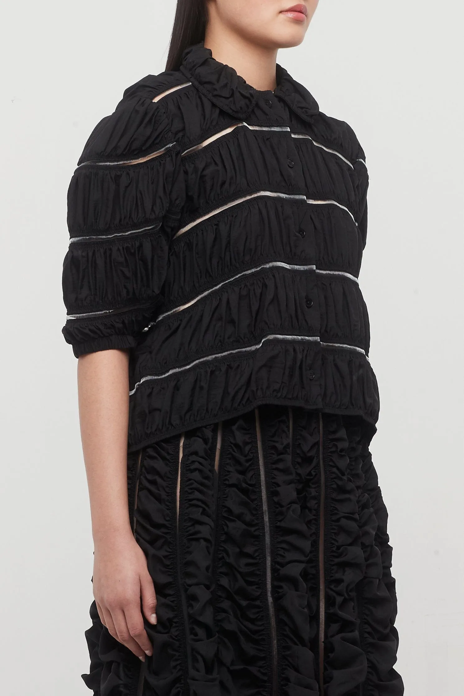 Melitta Baumeister Ruched Big Sleeve Cardigan