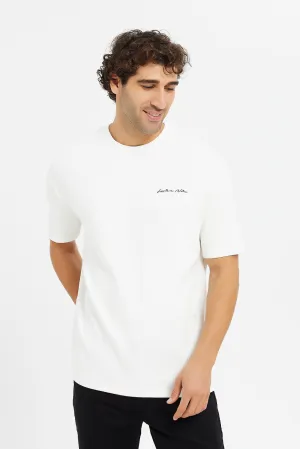 Men White Textured Fabric Lounge Shirt