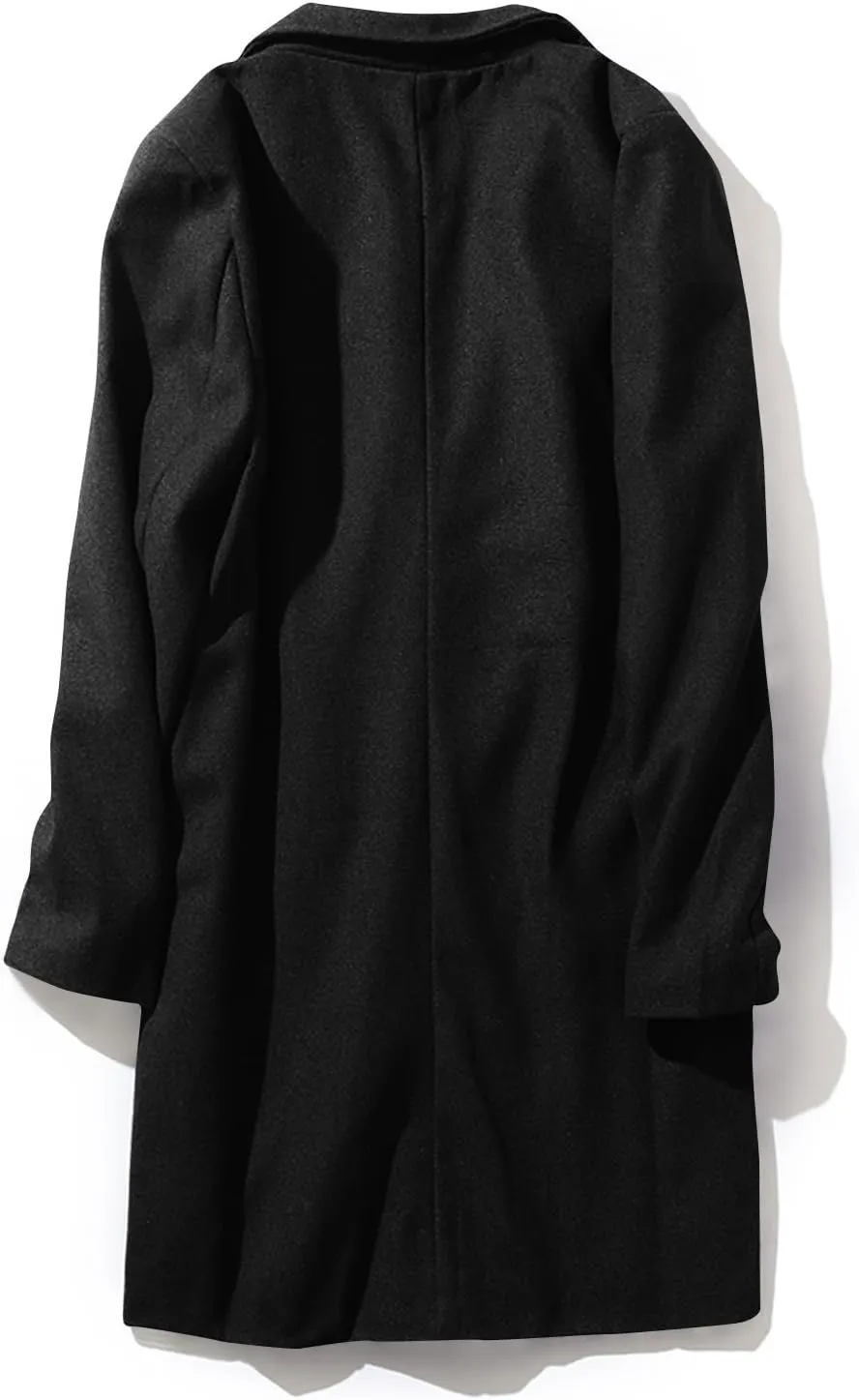 Mens Button Wool Blend Overcoat Jacket Lapel Solid Color Long Sleeve Warm Mid Length Coat Fashion Elegant Coat