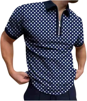 Men's Short Sleeve Polo Shirts Color Block Slim Fit Moisture Wicking for Golf Casual Striped with Pocket