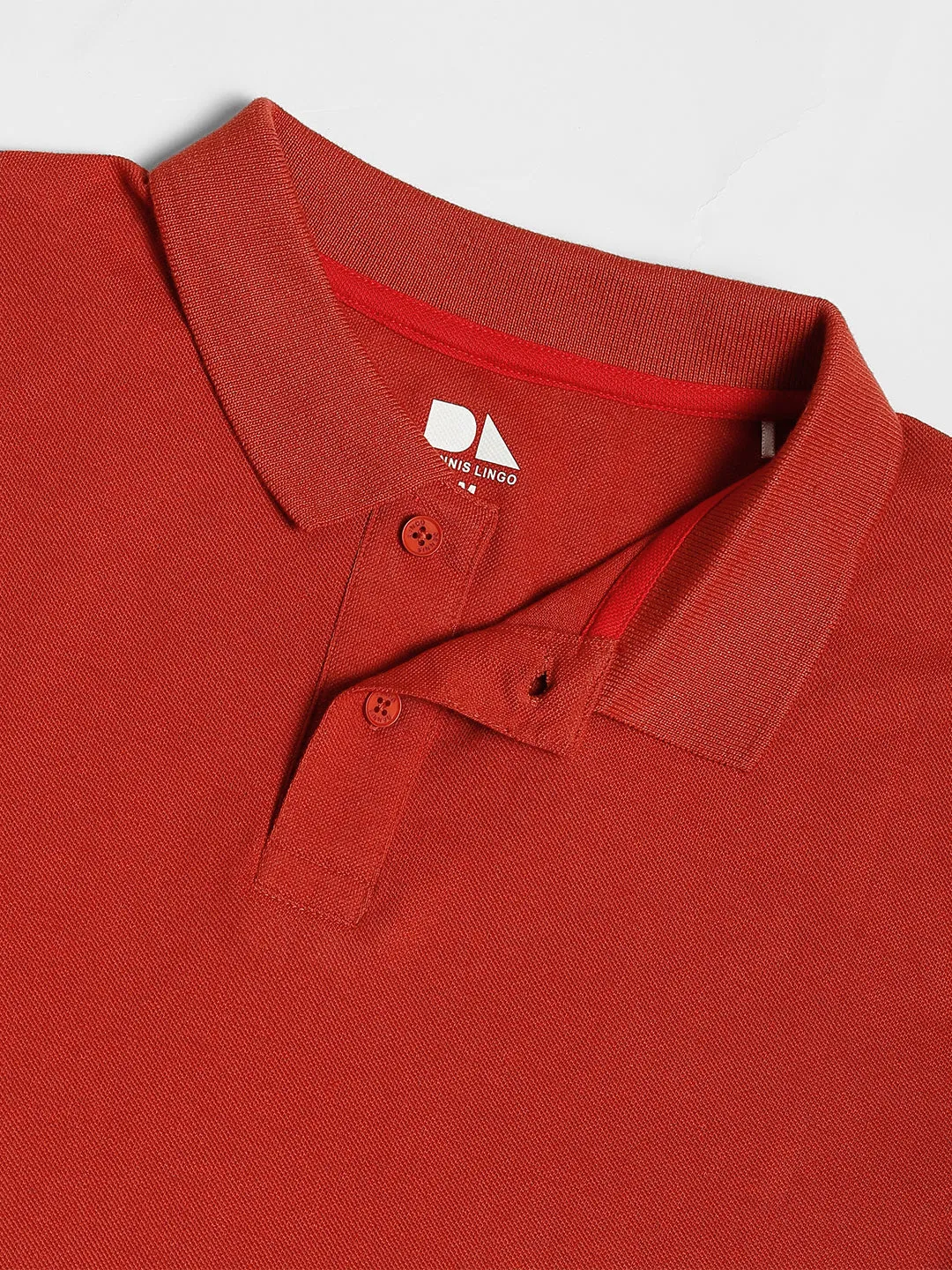 Men's Solid Red Polo Collar T-shirt