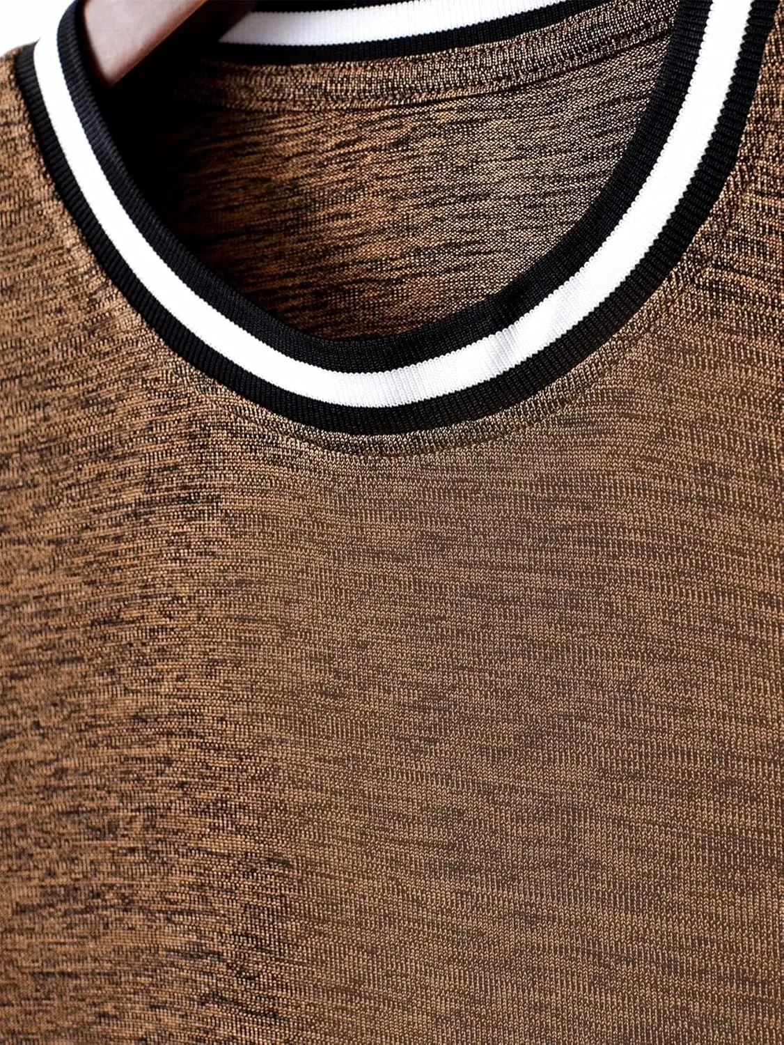 Men's T-Shirts Men Contrast Striped Trim Tee T-Shirts for menQWEWQE