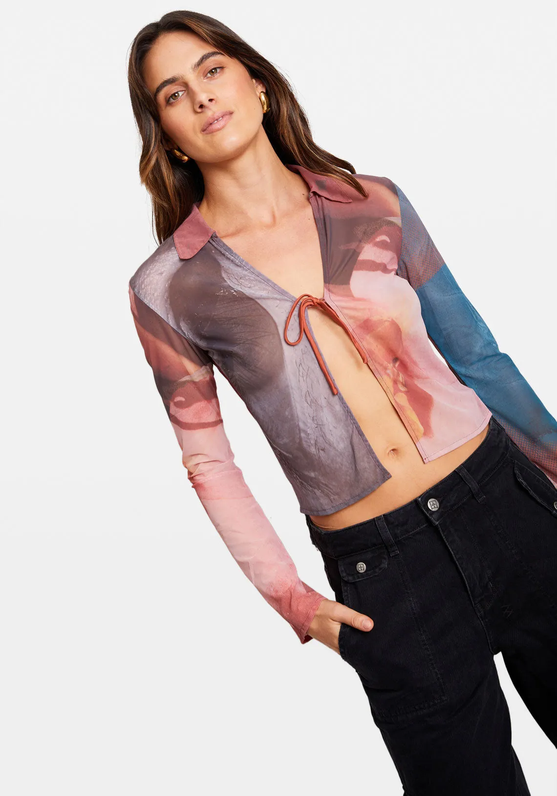 MESH TIE SHIRT MIX PRINT
