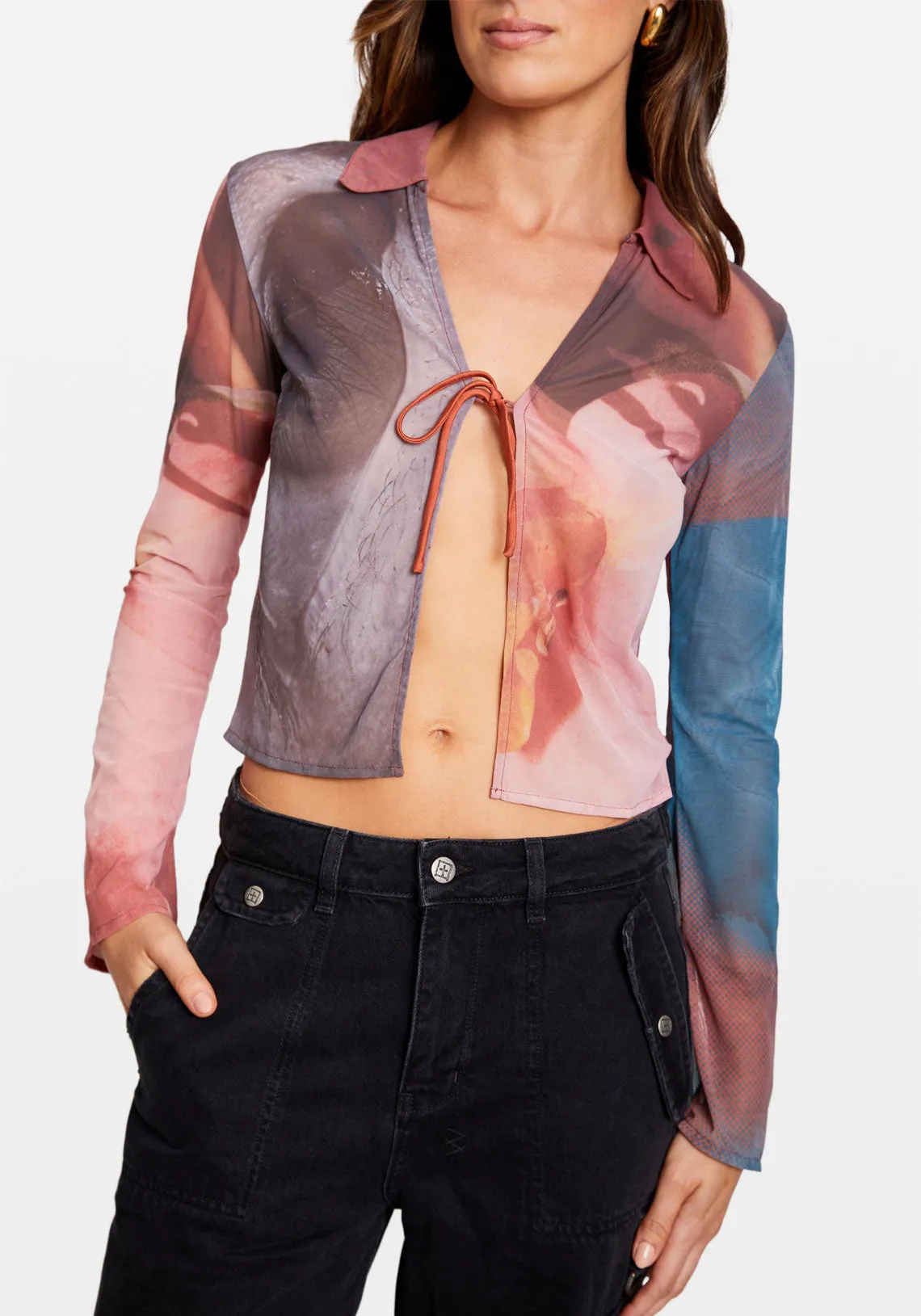 MESH TIE SHIRT MIX PRINT