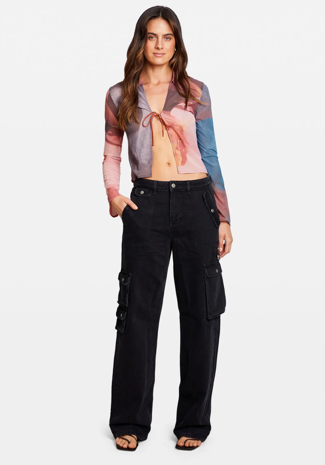 MESH TIE SHIRT MIX PRINT