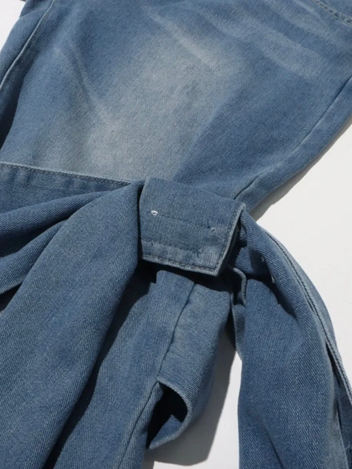 Mid blue bows straight jeans