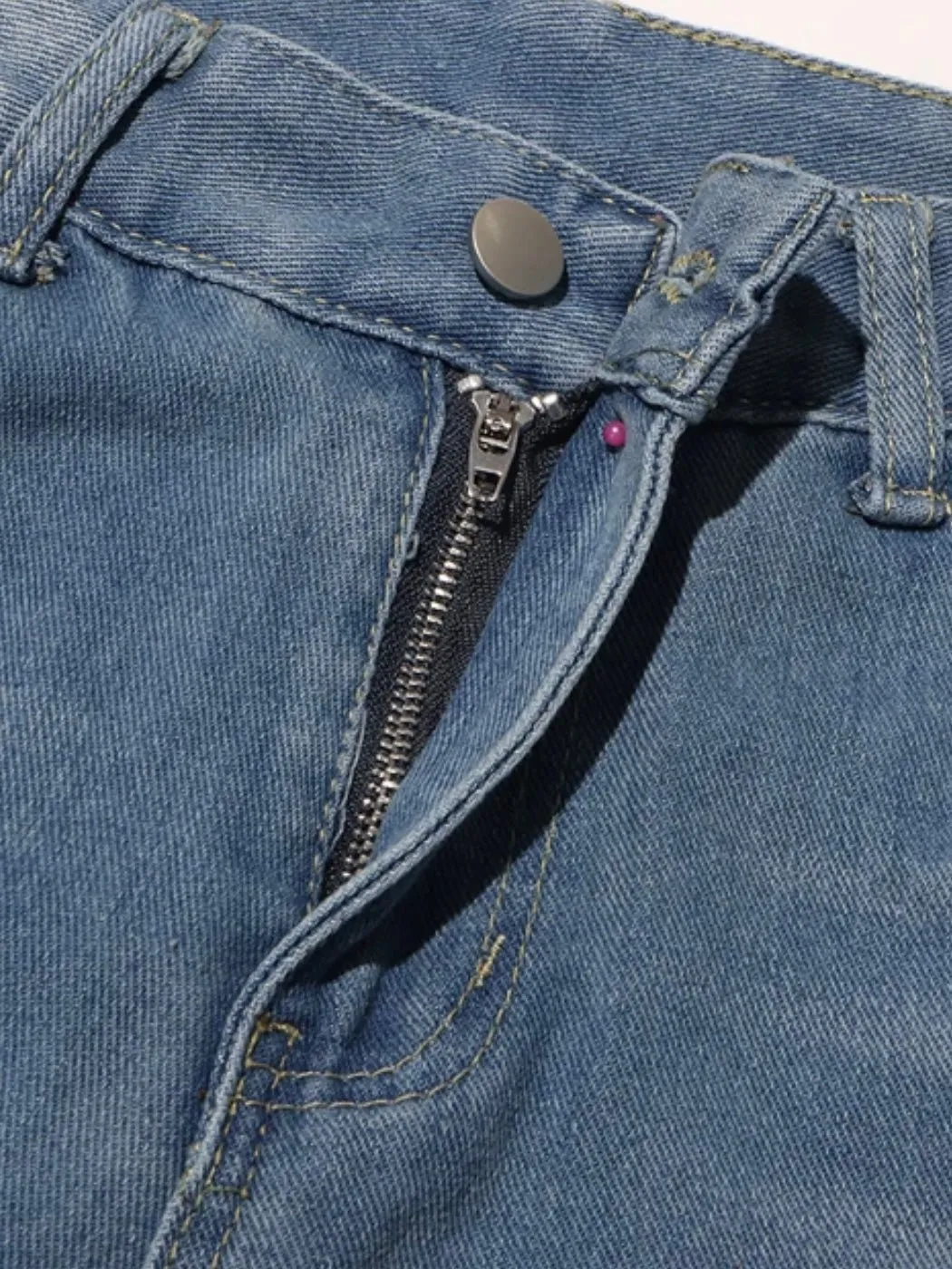 Mid blue bows straight jeans