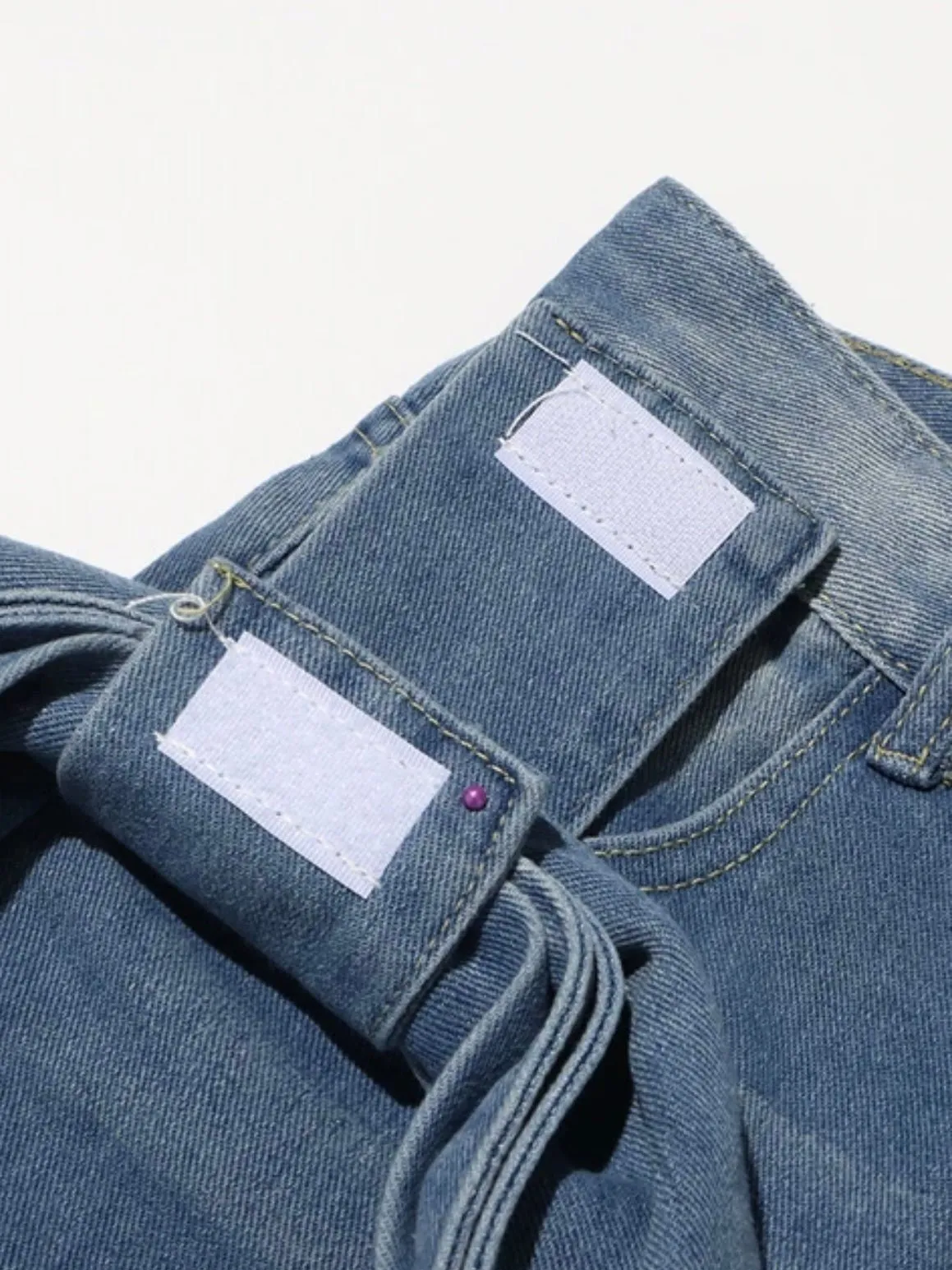 Mid blue bows straight jeans