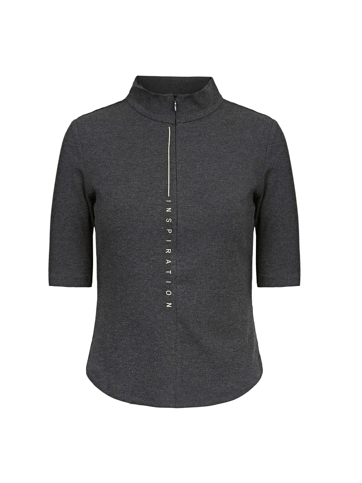 Mock Neck Half Zipper Knit Top