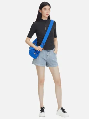Mock Neck Half Zipper Knit Top