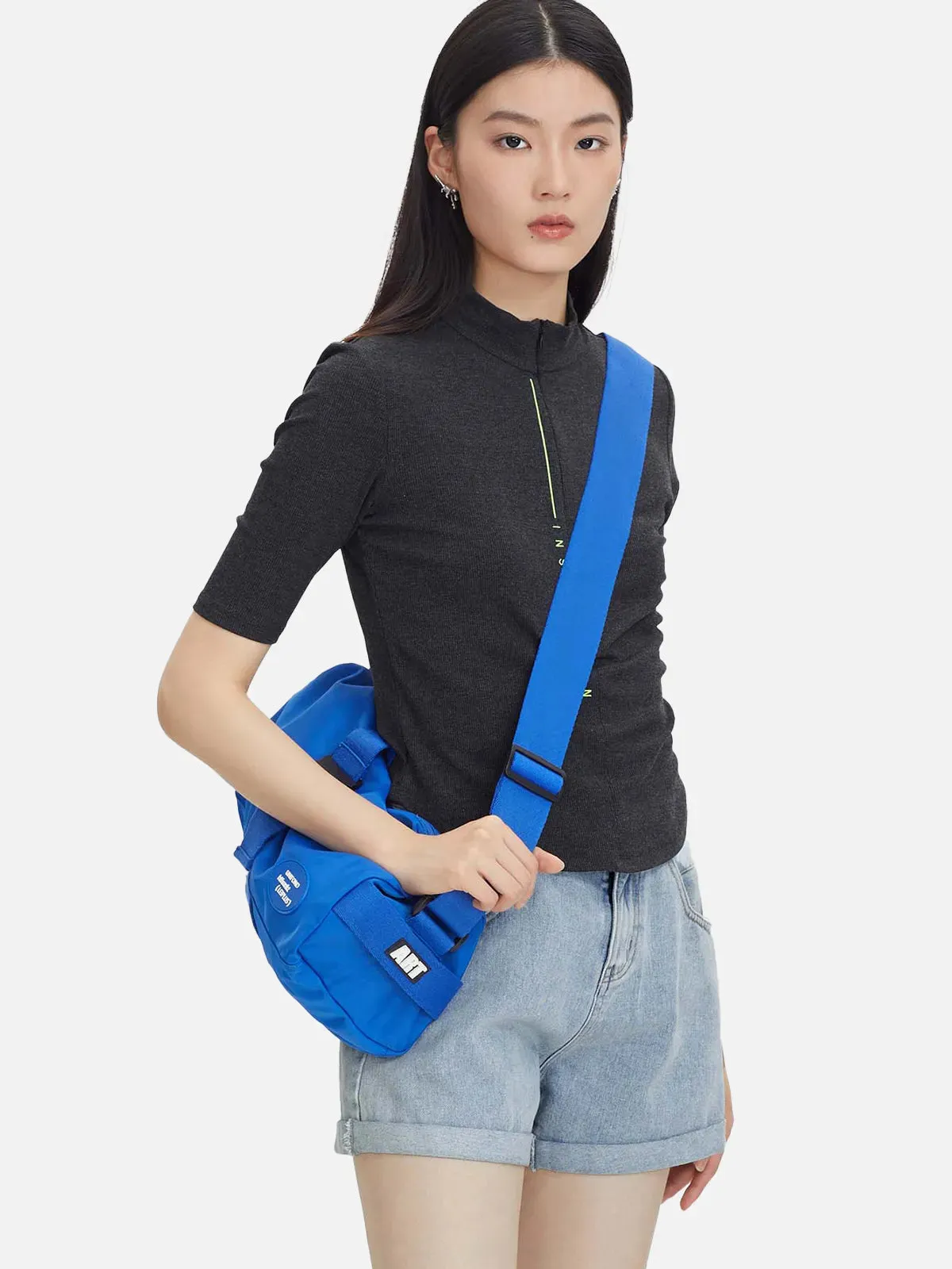 Mock Neck Half Zipper Knit Top
