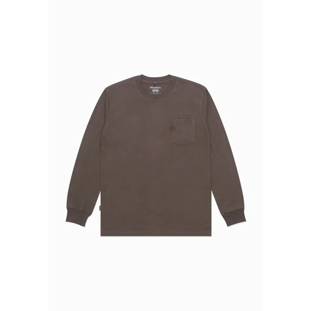 Moskav Signature Brown Double Pocket Long Sleeve Tee
