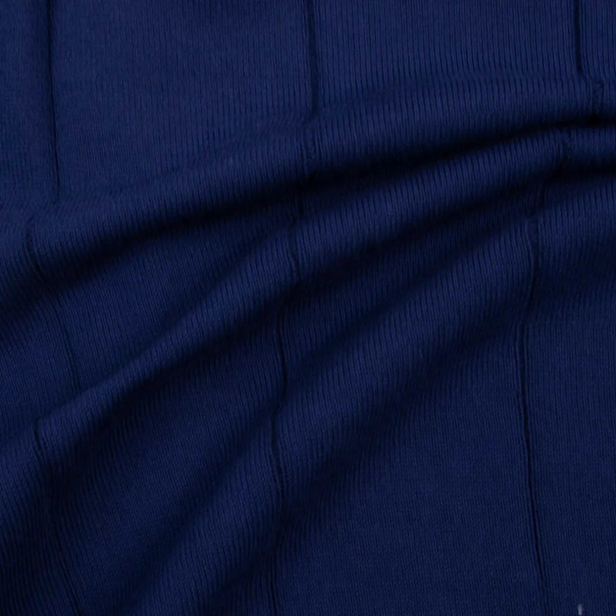 Navy 100% Cotton Wide-Ribbed Polo Shirt
