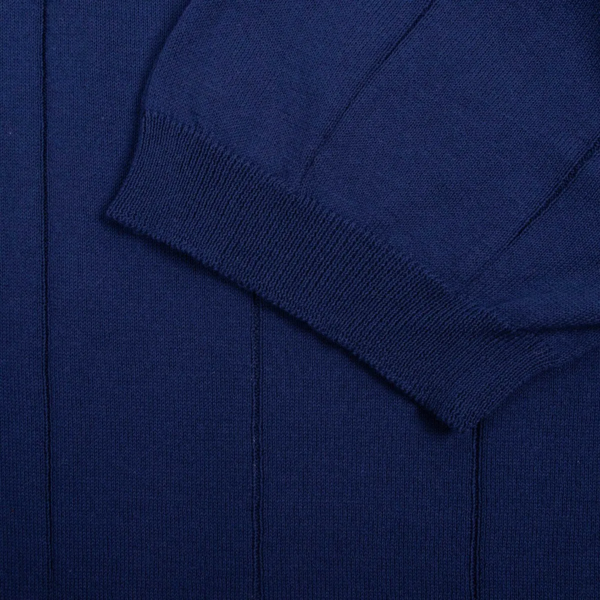 Navy 100% Cotton Wide-Ribbed Polo Shirt