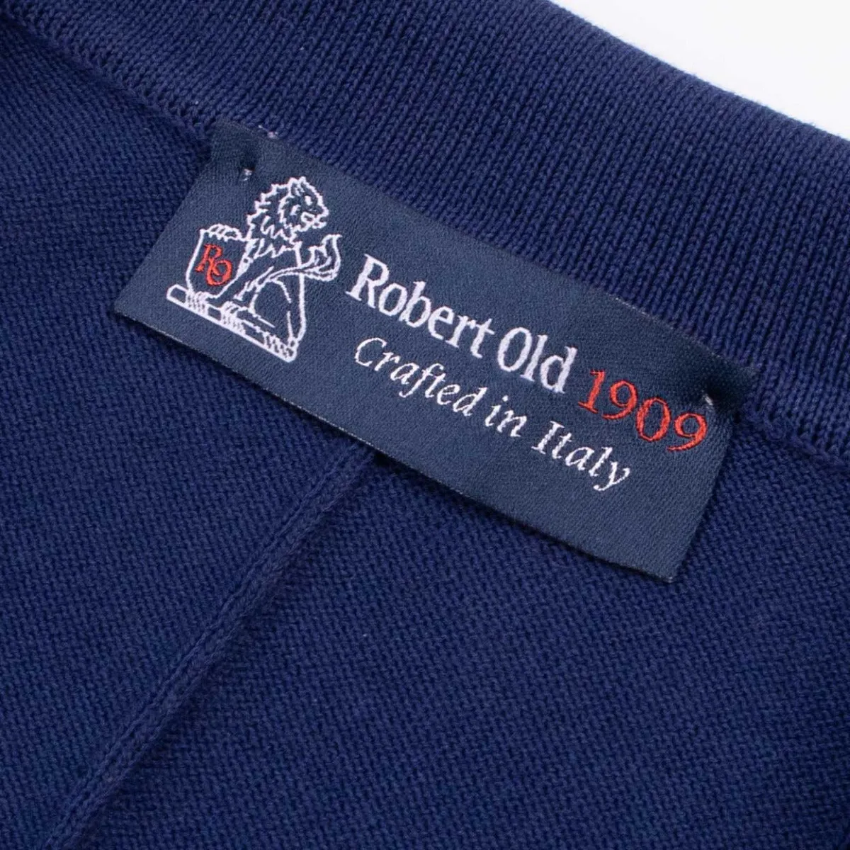 Navy 100% Cotton Wide-Ribbed Polo Shirt