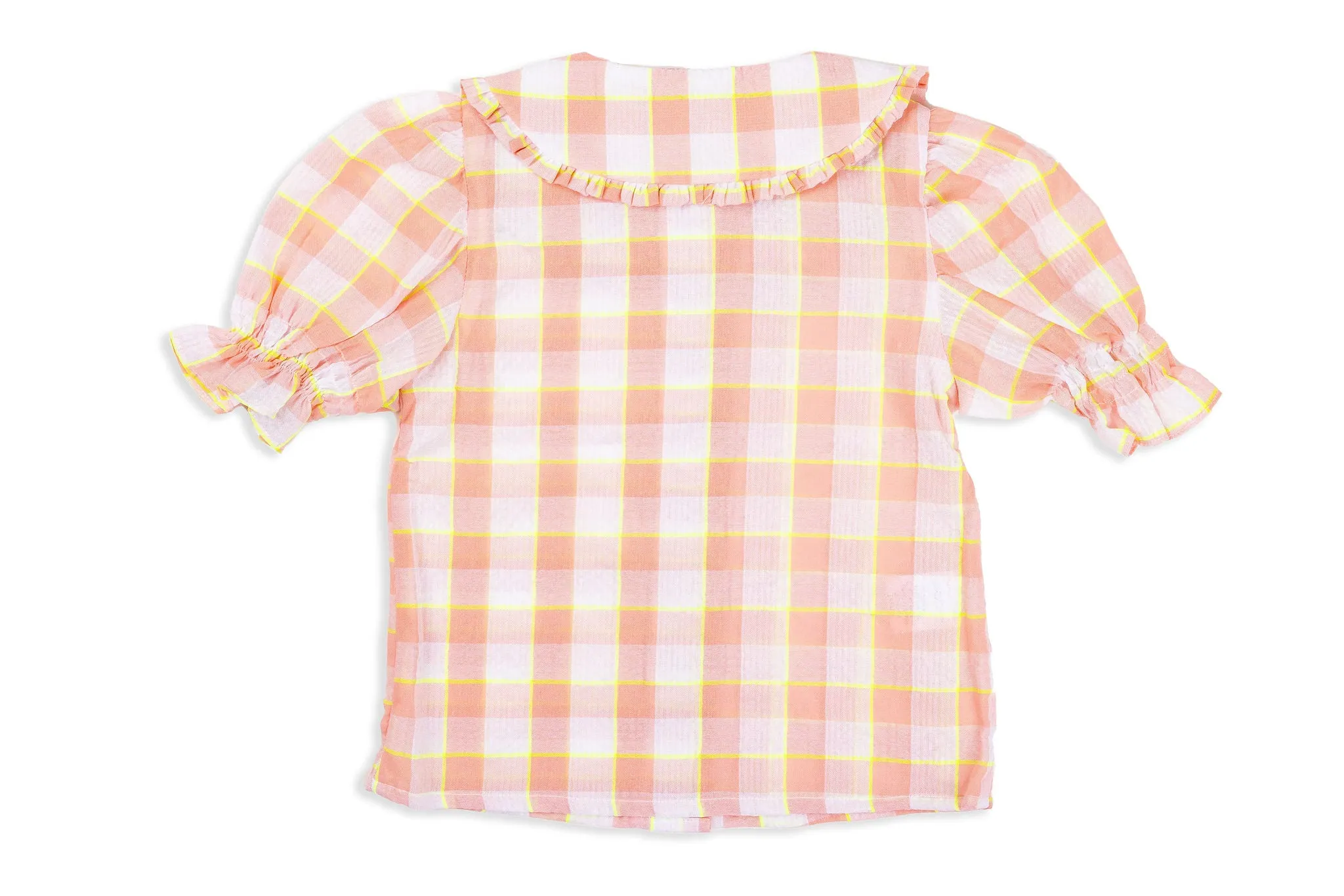 Nina Pink Check Puff Sleeve Blouse
