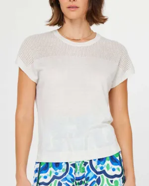 Open Stitch Yoke Detail Sweater Top - White