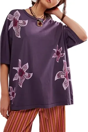 Oversized Graphic Tees for Women Cute Floral Aesthetic Baggy T-Shirts Summer Vintage Coconut Teen Girl Clothes