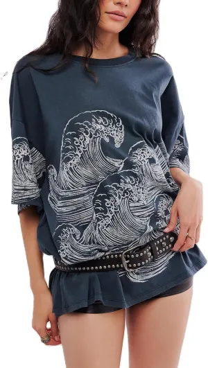 Oversized Graphic Tees for Women Cute Floral Aesthetic Baggy T-Shirts Summer Vintage Coconut Teen Girl Clothes