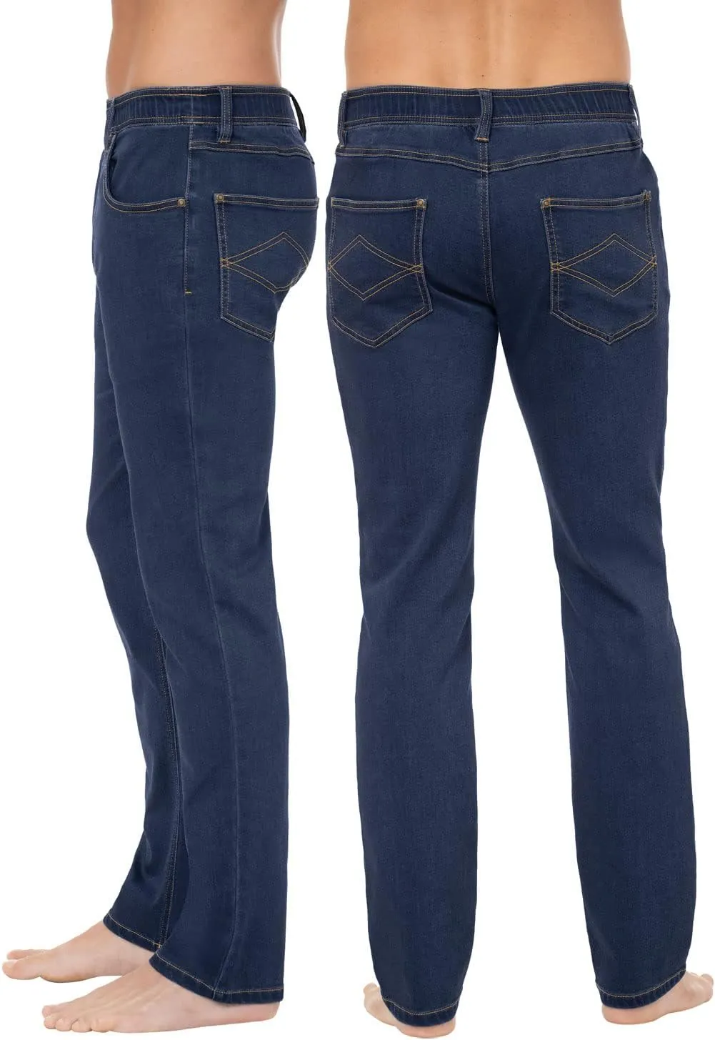 PajamaJeans Mens Pull On Jeans - Elastic Waist Pants Men - Pajama Jeans Denim Slim Straight Sweatpant Jeans Men Pull Up Jeans