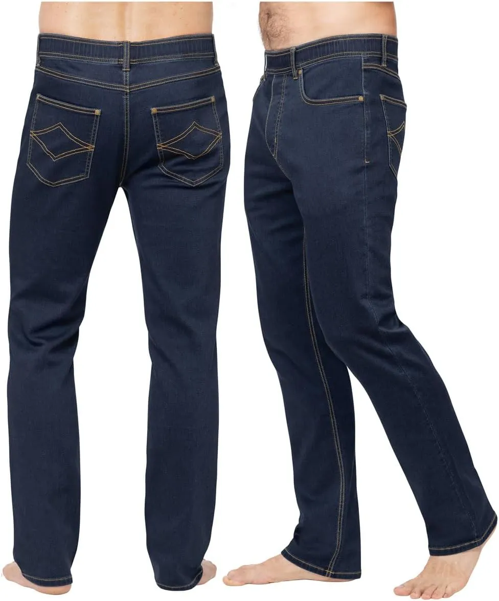PajamaJeans Mens Pull On Jeans - Elastic Waist Pants Men - Pajama Jeans Denim Slim Straight Sweatpant Jeans Men Pull Up Jeans
