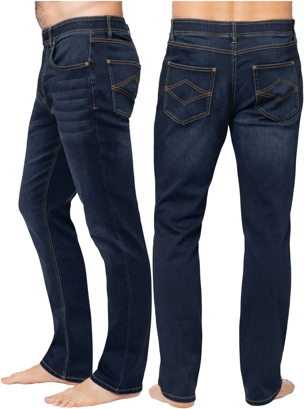 PajamaJeans Mens Pull On Jeans - Elastic Waist Pants Men - Pajama Jeans Denim Slim Straight Sweatpant Jeans Men Pull Up Jeans