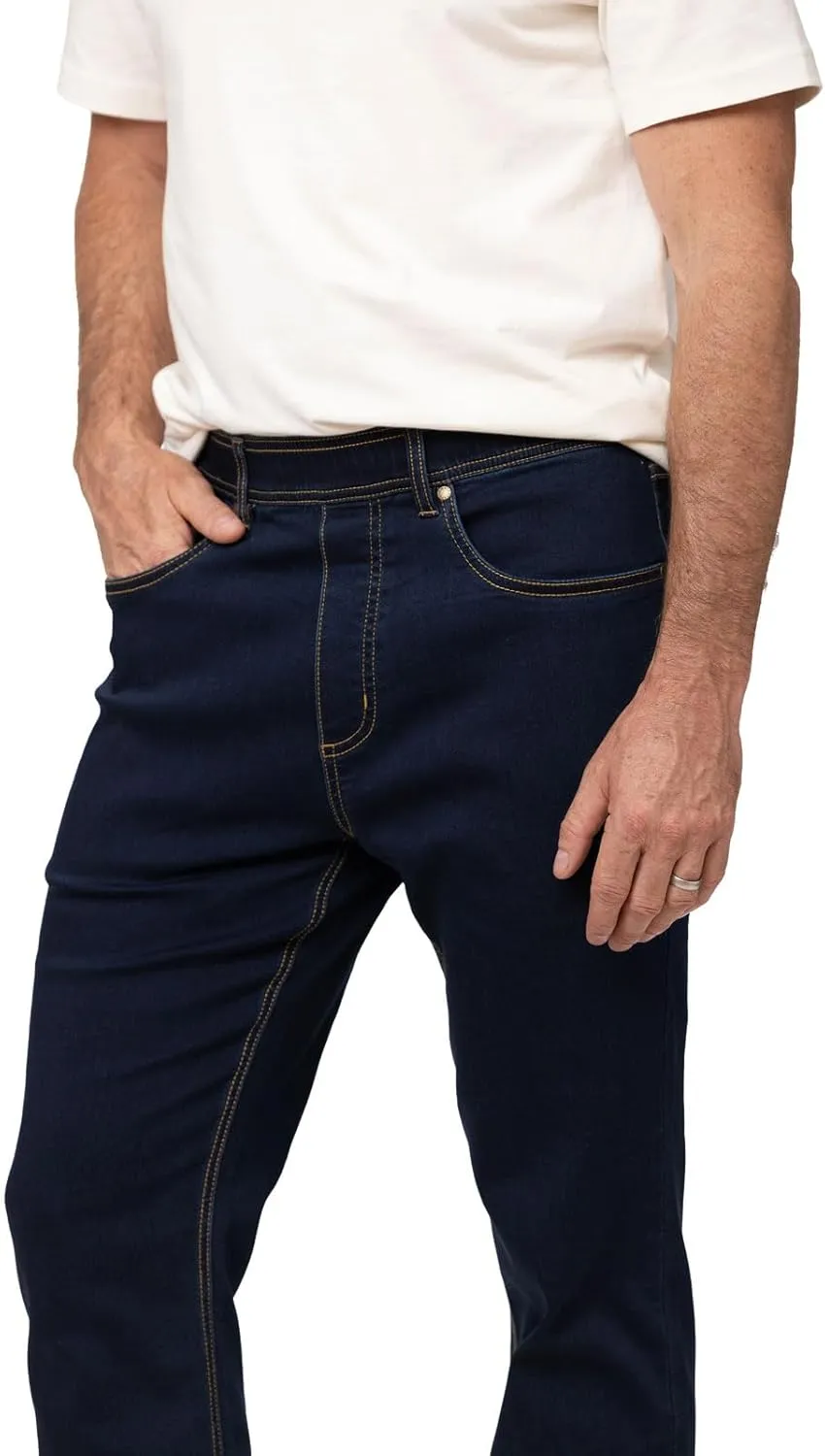 PajamaJeans Mens Pull On Jeans - Elastic Waist Pants Men - Pajama Jeans Denim Slim Straight Sweatpant Jeans Men Pull Up Jeans