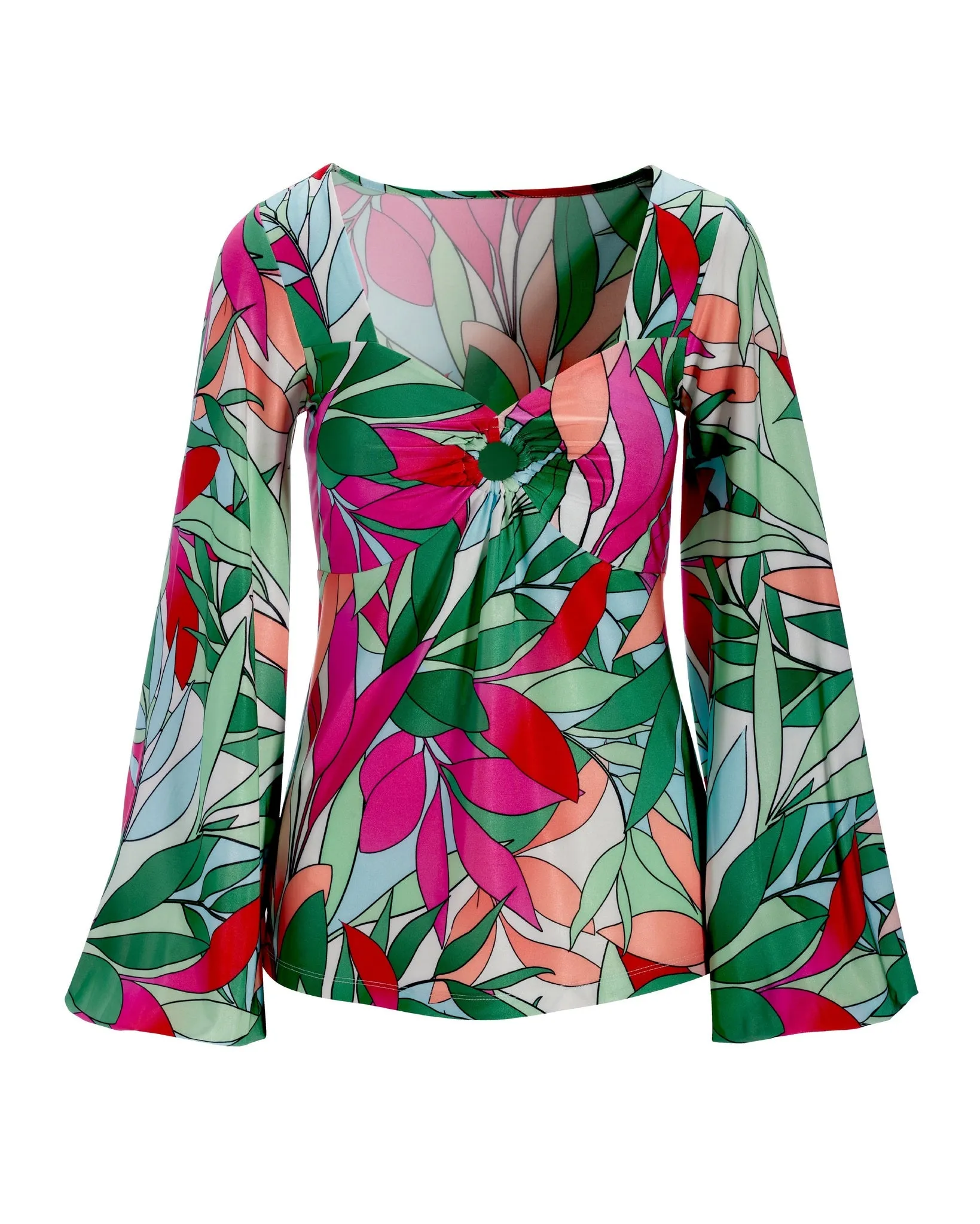 Palma Rainforest Sweetheart Ring Knit Top Multi