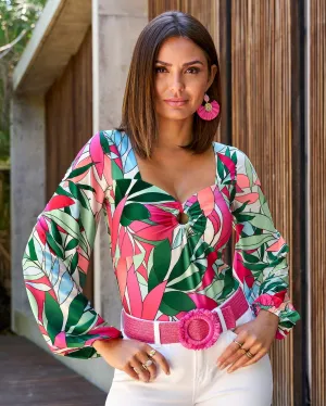 Palma Rainforest Sweetheart Ring Knit Top Multi
