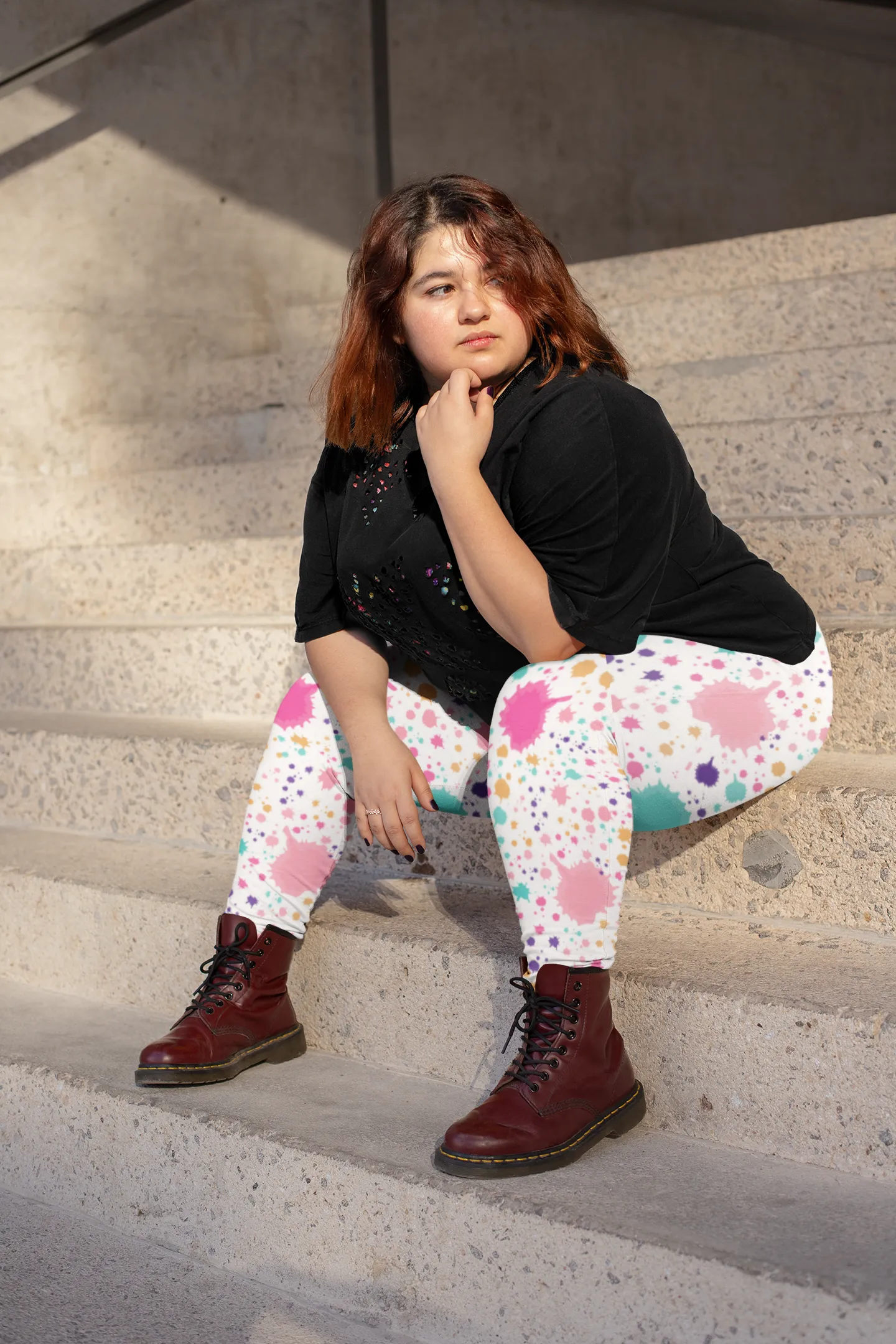 Pastel Abstract Women's Casual Leggings Stylish, Comfortable High-Waisted Yoga Pants for Everyday Wear, Workout, and Lounge – Perfect Gift Idea for Her – Available in Plus Sizes