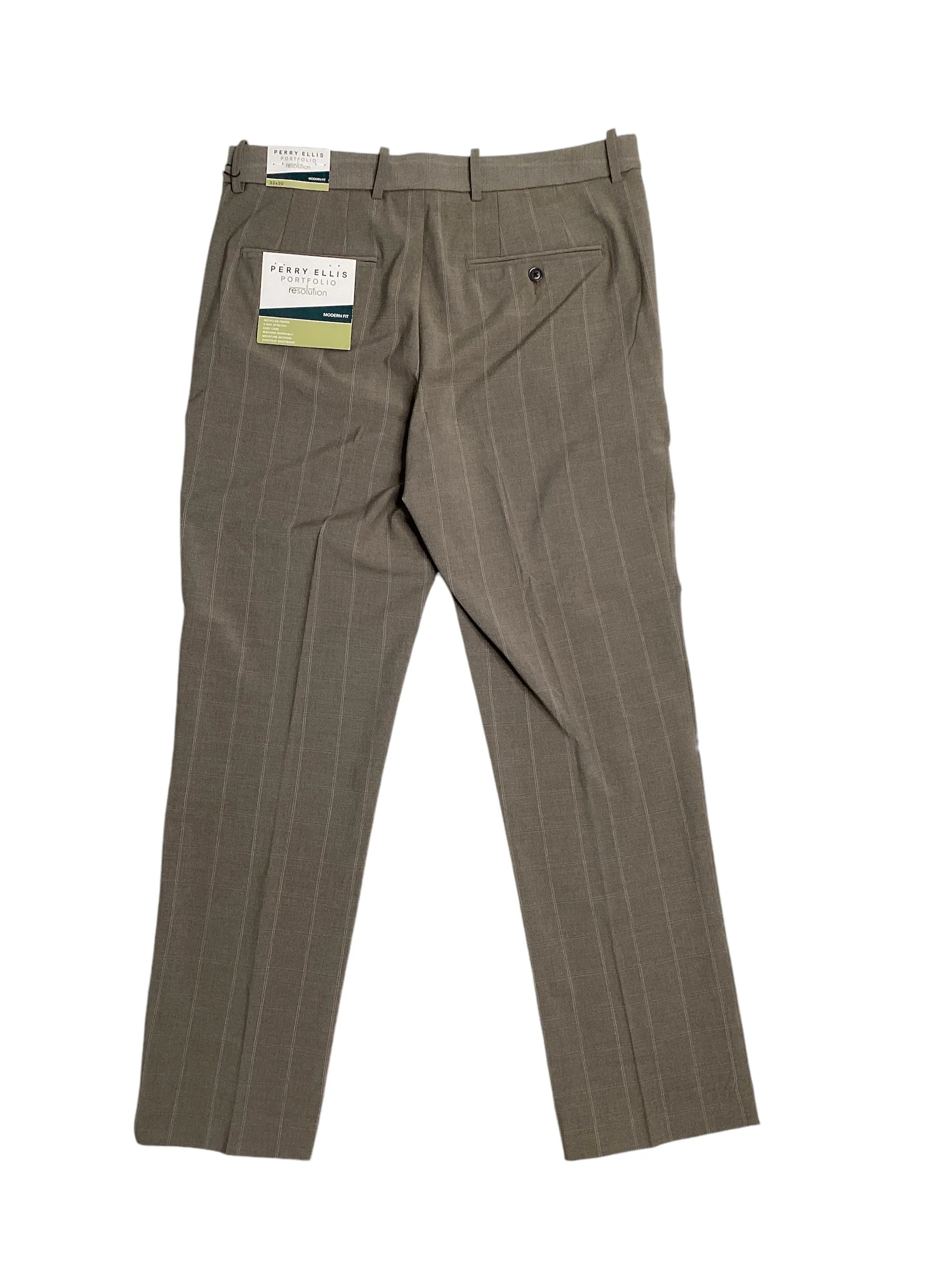 Perry Ellis Portfolio Men's Modern Fit Stretch Suit Dress Pants Beige 42 x 30